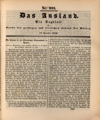 Das Ausland Freitag 18. November 1842