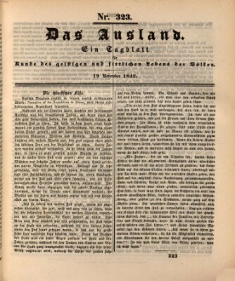 Das Ausland Samstag 19. November 1842