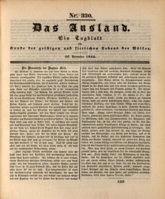 Das Ausland Samstag 26. November 1842