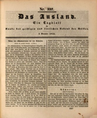 Das Ausland Samstag 3. Dezember 1842