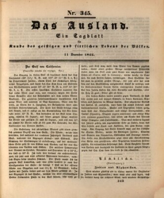 Das Ausland Sonntag 11. Dezember 1842