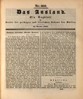 Das Ausland Donnerstag 22. Dezember 1842