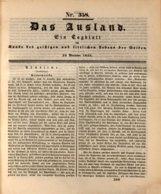 Das Ausland Samstag 24. Dezember 1842