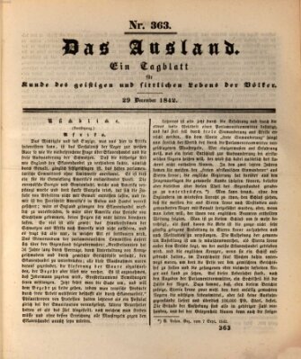 Das Ausland Donnerstag 29. Dezember 1842