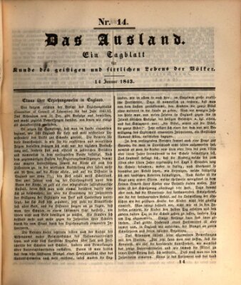 Das Ausland Samstag 14. Januar 1843