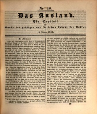 Das Ausland Mittwoch 18. Januar 1843