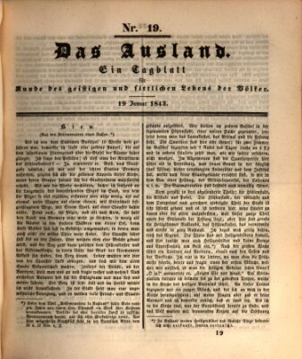 Das Ausland Donnerstag 19. Januar 1843