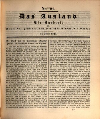 Das Ausland Samstag 21. Januar 1843