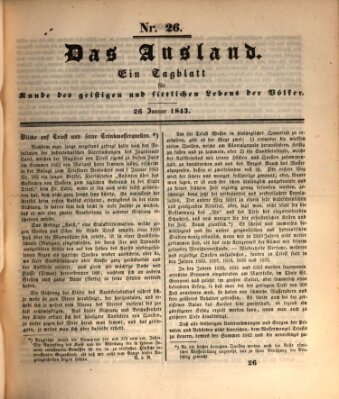 Das Ausland Donnerstag 26. Januar 1843