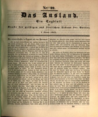 Das Ausland Mittwoch 1. Februar 1843