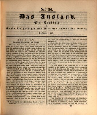 Das Ausland Sonntag 5. Februar 1843