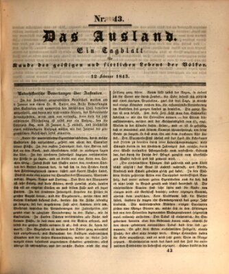 Das Ausland Sonntag 12. Februar 1843