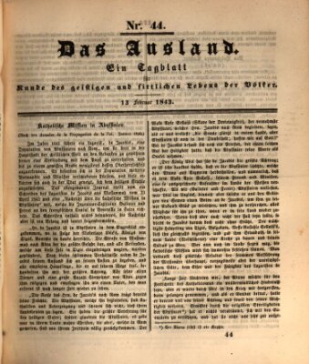 Das Ausland Montag 13. Februar 1843