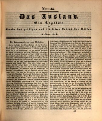 Das Ausland Dienstag 14. Februar 1843