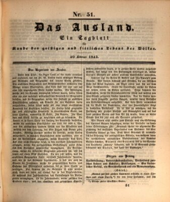 Das Ausland Montag 20. Februar 1843