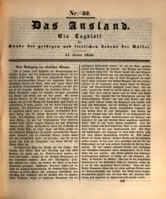 Das Ausland Dienstag 21. Februar 1843