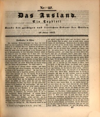 Das Ausland Sonntag 26. Februar 1843