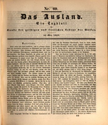 Das Ausland Freitag 10. März 1843