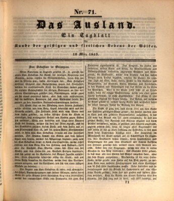 Das Ausland Sonntag 12. März 1843