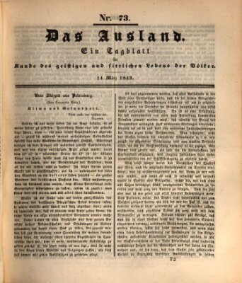 Das Ausland Dienstag 14. März 1843