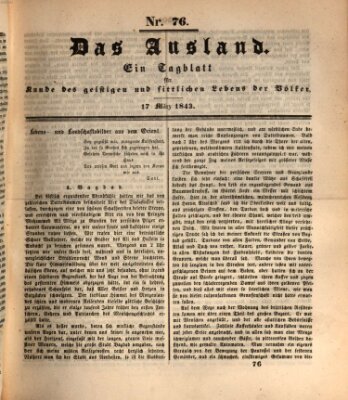 Das Ausland Freitag 17. März 1843