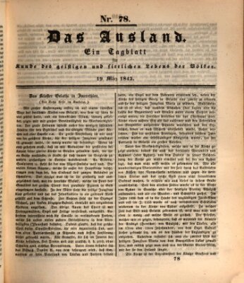 Das Ausland Sonntag 19. März 1843