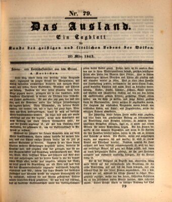 Das Ausland Montag 20. März 1843