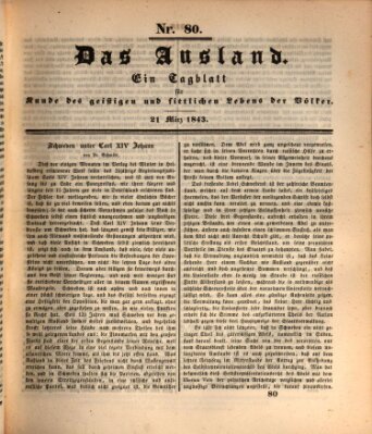 Das Ausland Dienstag 21. März 1843