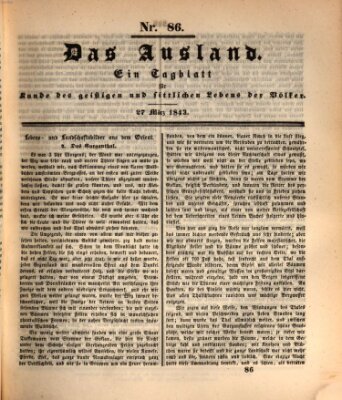 Das Ausland Montag 27. März 1843