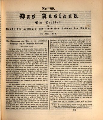 Das Ausland Donnerstag 30. März 1843