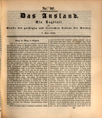 Das Ausland Freitag 7. April 1843