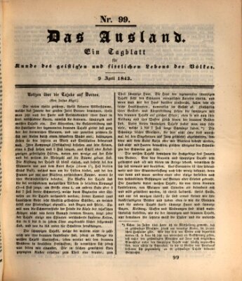 Das Ausland Sonntag 9. April 1843