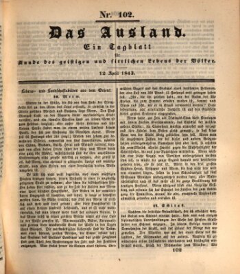 Das Ausland Mittwoch 12. April 1843