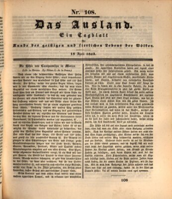 Das Ausland Dienstag 18. April 1843