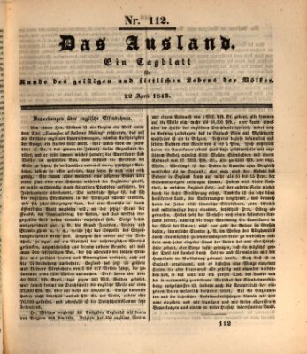 Das Ausland Samstag 22. April 1843