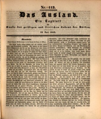 Das Ausland Sonntag 23. April 1843