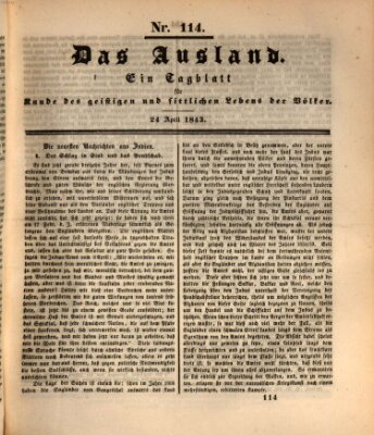 Das Ausland Montag 24. April 1843