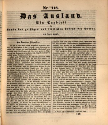 Das Ausland Freitag 28. April 1843