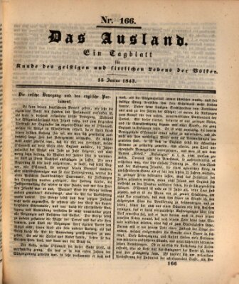 Das Ausland Donnerstag 15. Juni 1843