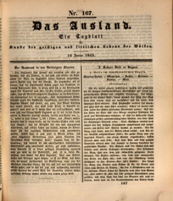 Das Ausland Freitag 16. Juni 1843