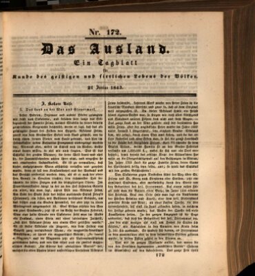 Das Ausland Mittwoch 21. Juni 1843