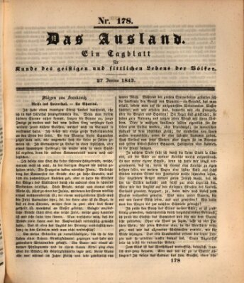 Das Ausland Dienstag 27. Juni 1843