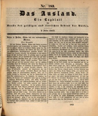 Das Ausland Sonntag 2. Juli 1843