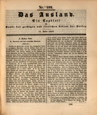 Das Ausland Dienstag 11. Juli 1843