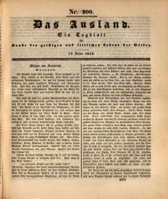 Das Ausland Mittwoch 19. Juli 1843