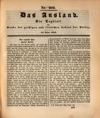 Das Ausland Samstag 22. Juli 1843