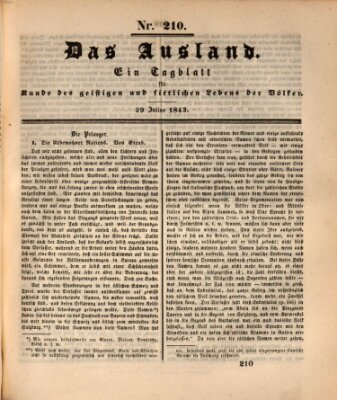 Das Ausland Samstag 29. Juli 1843