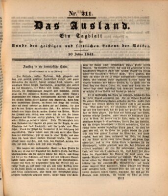 Das Ausland Sonntag 30. Juli 1843