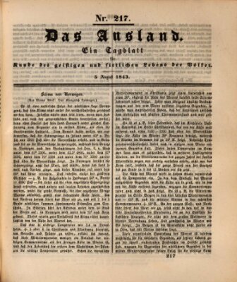 Das Ausland Samstag 5. August 1843