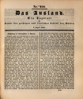 Das Ausland Sonntag 6. August 1843